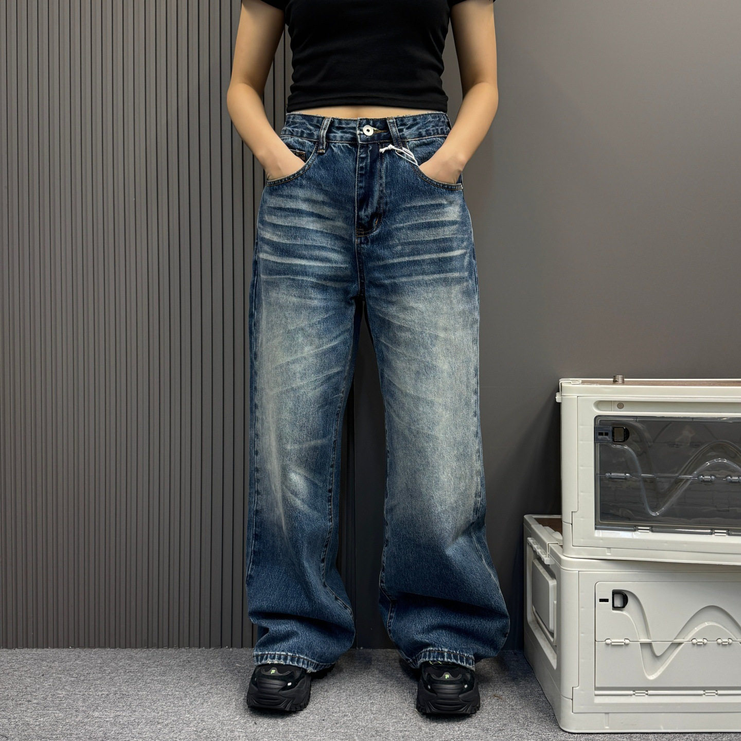 美式高街复古水洗牛仔裤男女款夏季日常百搭直筒显瘦时尚休闲长裤