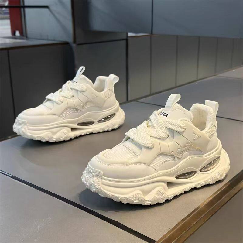 网红爆款男鞋冬季透气网面休闲内增高老爹鞋青少年跑步减震运动鞋