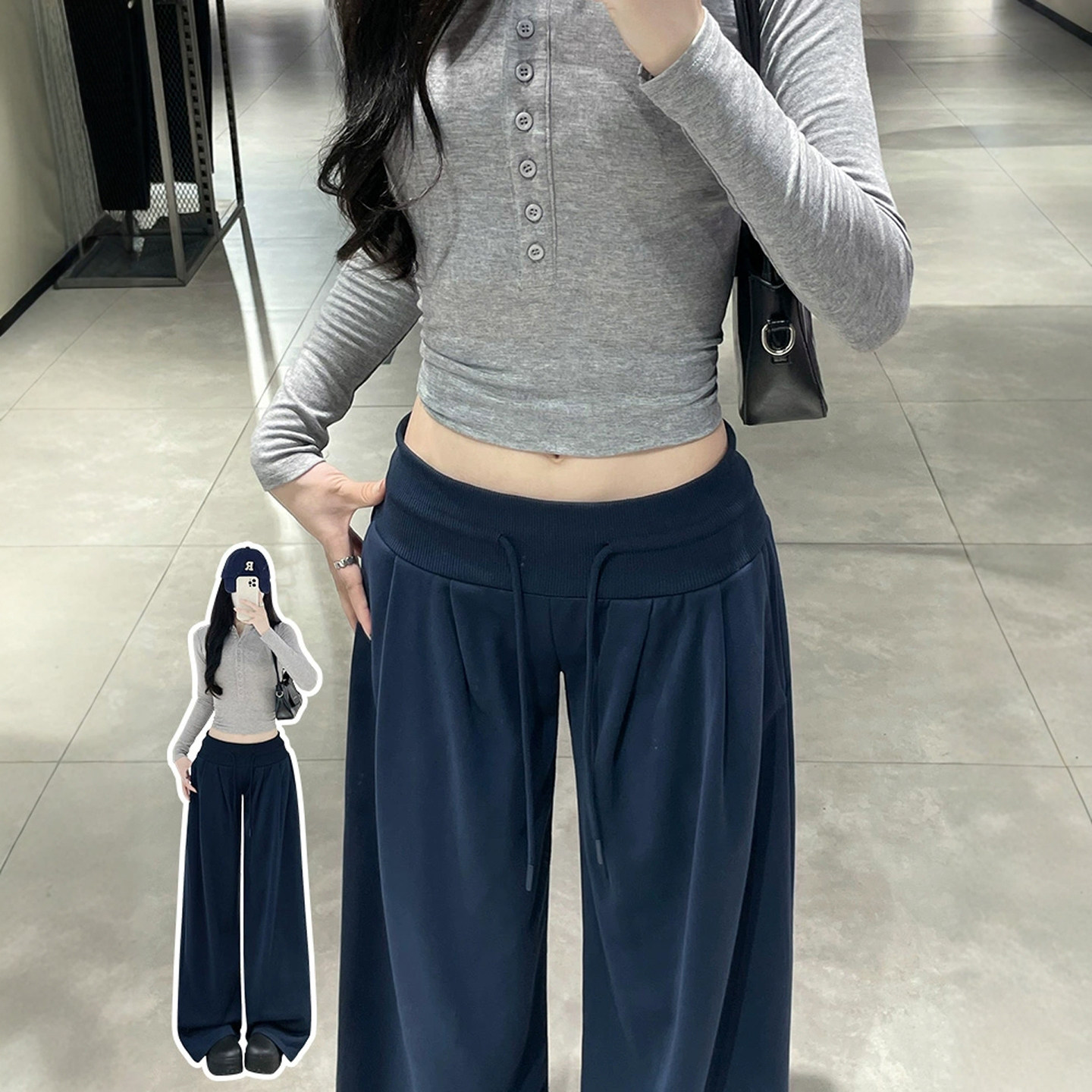 美式运动裤女款2026新款阔腿裤宽松bf韩系慵懒舒适松弛感秋冬裤子