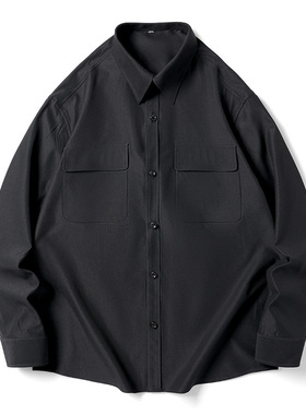 帝创者C2321秋季新品长袖男士衬衣外套纯色双口袋亲肤男生衬衣