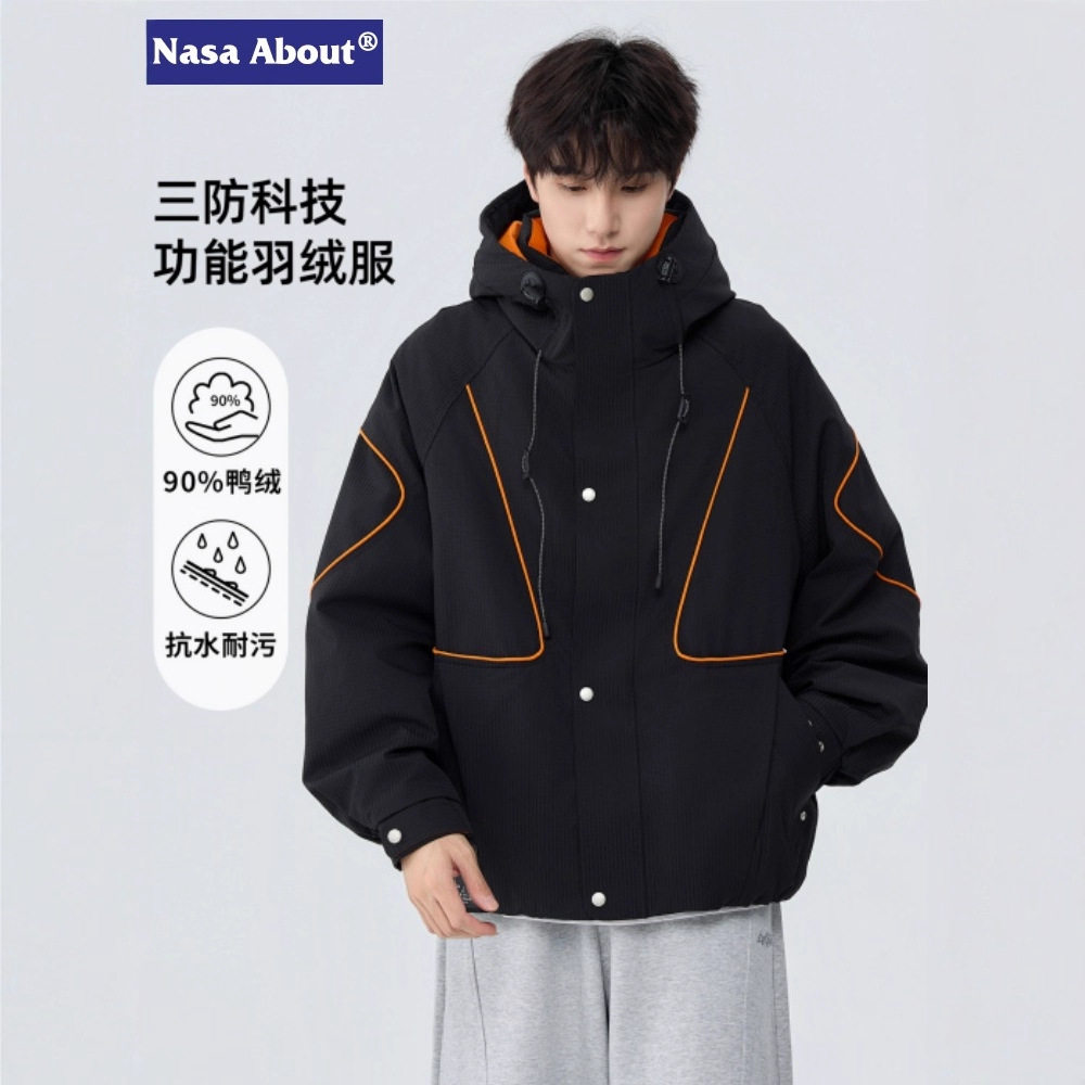 NASA工装羽绒服男士冬季2025新款加厚保暖派克服男生三防冲锋外套