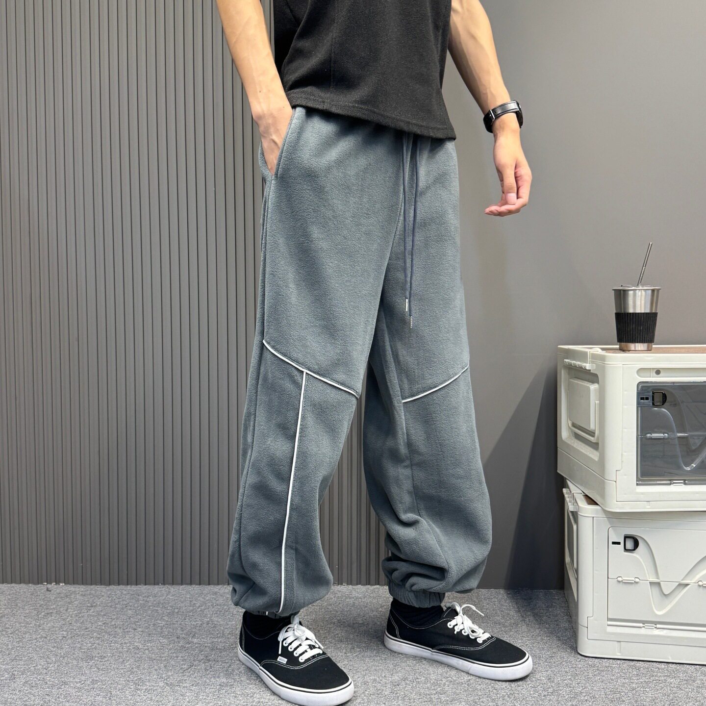 灰色卫裤男女款2026春季新款潮流束脚裤宽松休闲长裤子男式运动裤