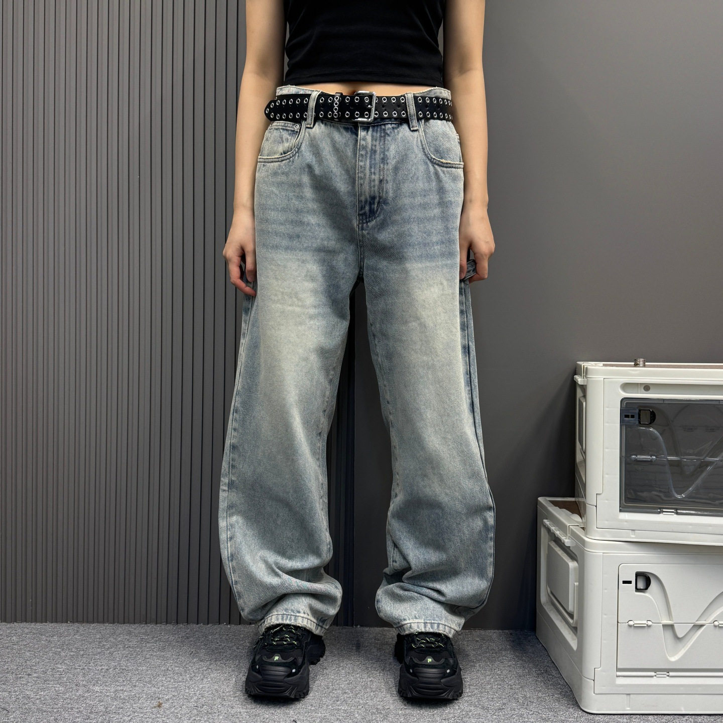 美式复古水洗牛仔裤男女款夏季潮牌高街宽松阔腿百搭休闲直筒裤子