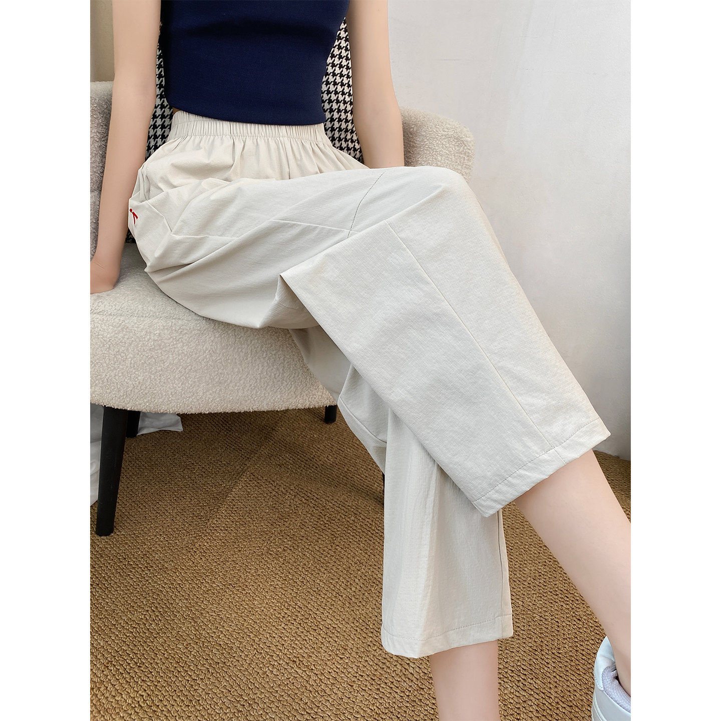 冰丝速干运动裤女夏季薄2026新款大码高腰宽松防晒九分哈伦萝卜裤