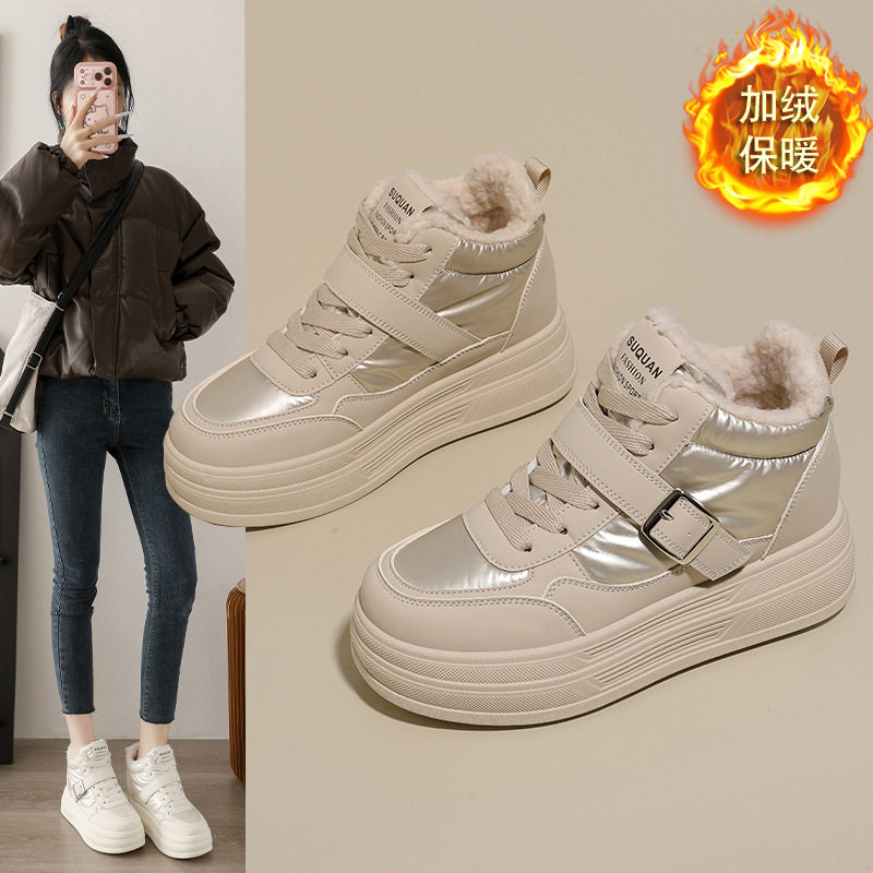 加绒高帮雪地靴女2026冬季新款学生ins韩版保暖休闲鞋棉鞋K5609