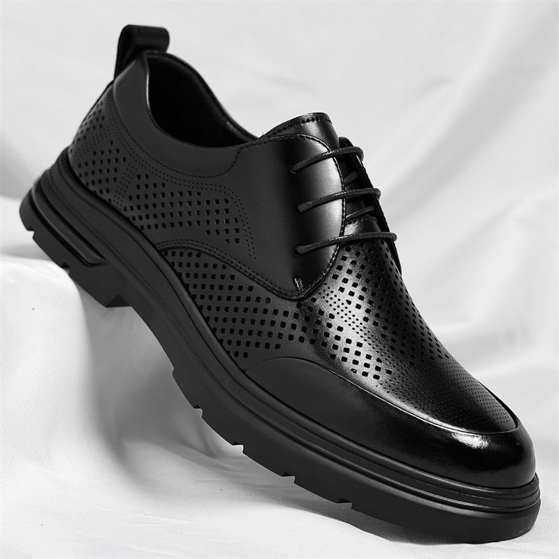 男士皮鞋夏季透气舒适商务正装夏天镂空休闲男款2026新款结婚鞋男