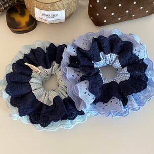 天空蓝~法式超重工蕾丝大肠发圈女高级感大号头绳芭蕾风头饰发饰