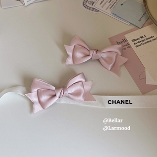 Bellar / larmood复古甜美少女蝴蝶结公主头刘海边粉色系超仙发夹