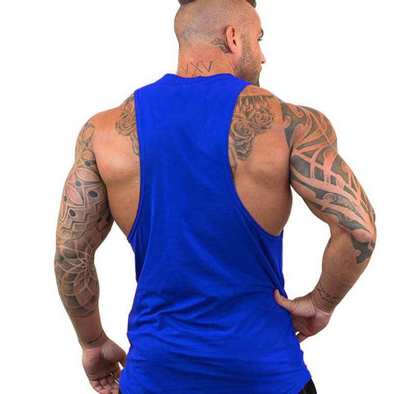 FITNESS BODYBUILDING SPORTS TRAINING DEEP DIG I-SHAPED HURDLE RUNNING SUMMER KNITTED COTTON SWEAT-TYPE MENS LOOSE VEST
