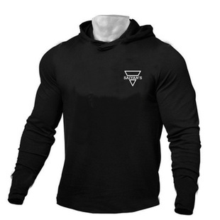 外贸健身男士 GYM潮流嘻吸汗肌肉套头外套 运动棉连帽卫衣秋季