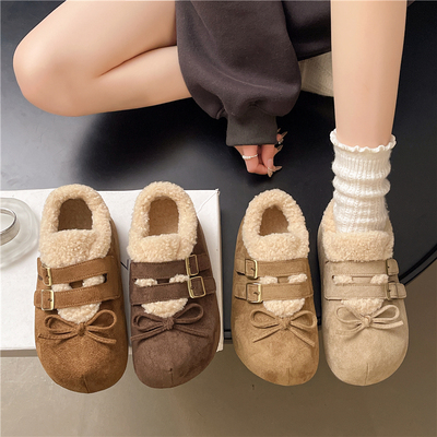 勃肯鞋女冬加绒加棉2025年新款外穿棉鞋厚底内增高雪地棉玛丽珍鞋