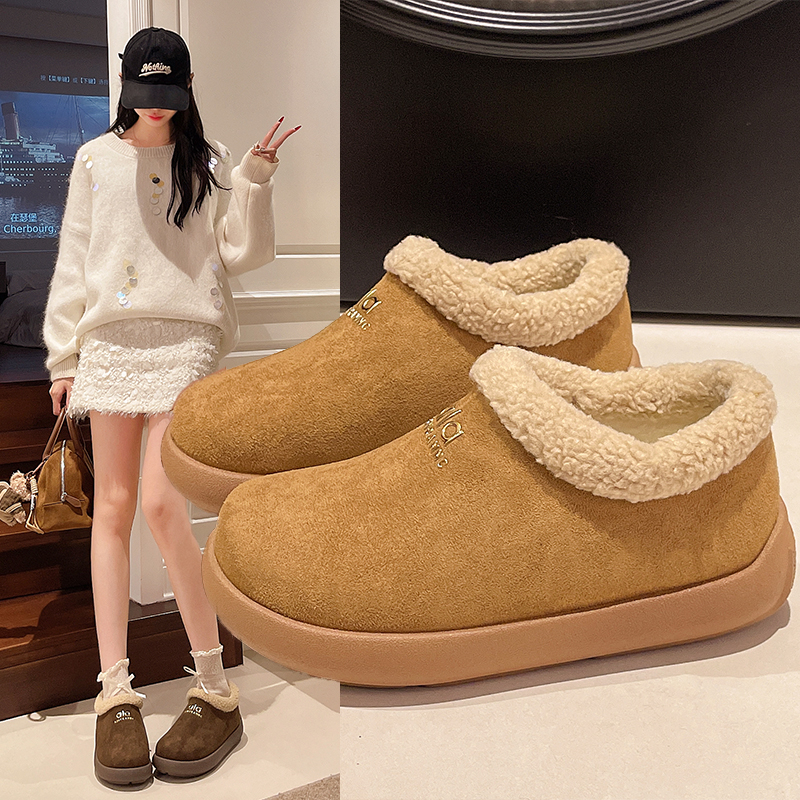 内增高勃肯鞋女秋冬加绒加棉2025年新款厚底一脚蹬懒人鞋勃肯棉鞋