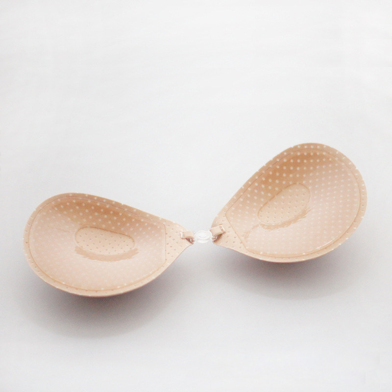 新款圆形加厚前搭扣小胸内衣无肩带一片式粘贴型隐形内搭运动文胸