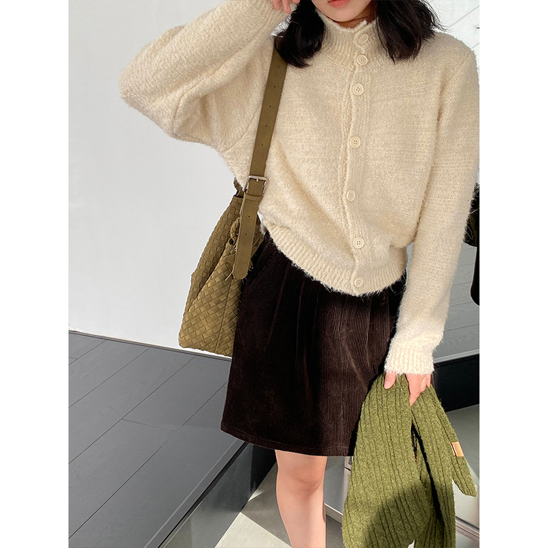 秋冬新款韩系慵懒风复古白色毛衣