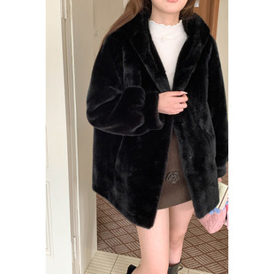 保暖仿皮毛一体连帽毛毛外套女秋冬新款 宽松纯色环保皮草上衣 韩式