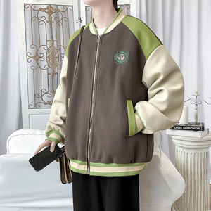 2025秋冬款潮牌夹克棒球服刺绣外套灰-A011-1-JK129-P110图片