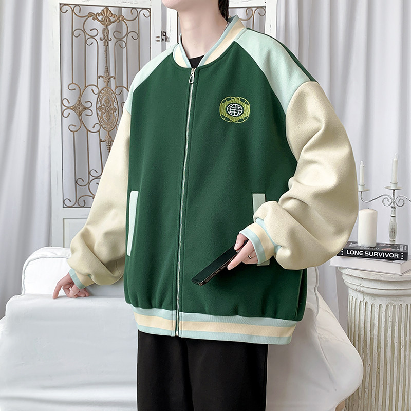 2025秋冬款潮牌夹克棒球服刺绣外套绿A011-1-JK129-P110,男装夹克,电商A011-1（原4007）