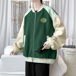 2025秋冬款潮牌夹克棒球服刺绣外套绿A011-1-JK129-P110图片