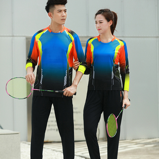 女款 长袖 羽毛球服套装 男秋冬季 比赛运动团体定制速干透气乒乓球衣