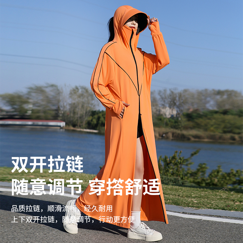 防晒衣女原纱2024新款长款全身防紫外线冰丝透气防晒服外套到脚踝