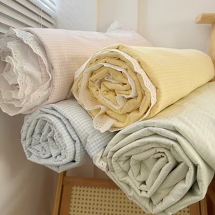 可水洗水洗棉夏凉被全棉纯棉格子单人双人夏被空调被棉花薄被子