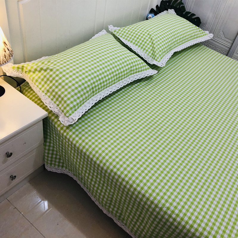 花边小格子床单加厚纯棉