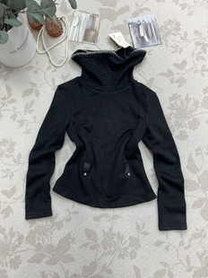 高品质新款黑色女秋季长袖通勤上衣