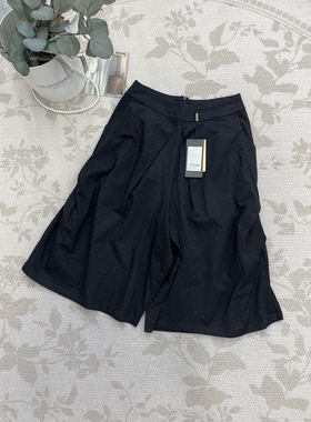 高品质黑色夏季百搭宽松大筒裤七分休闲裤