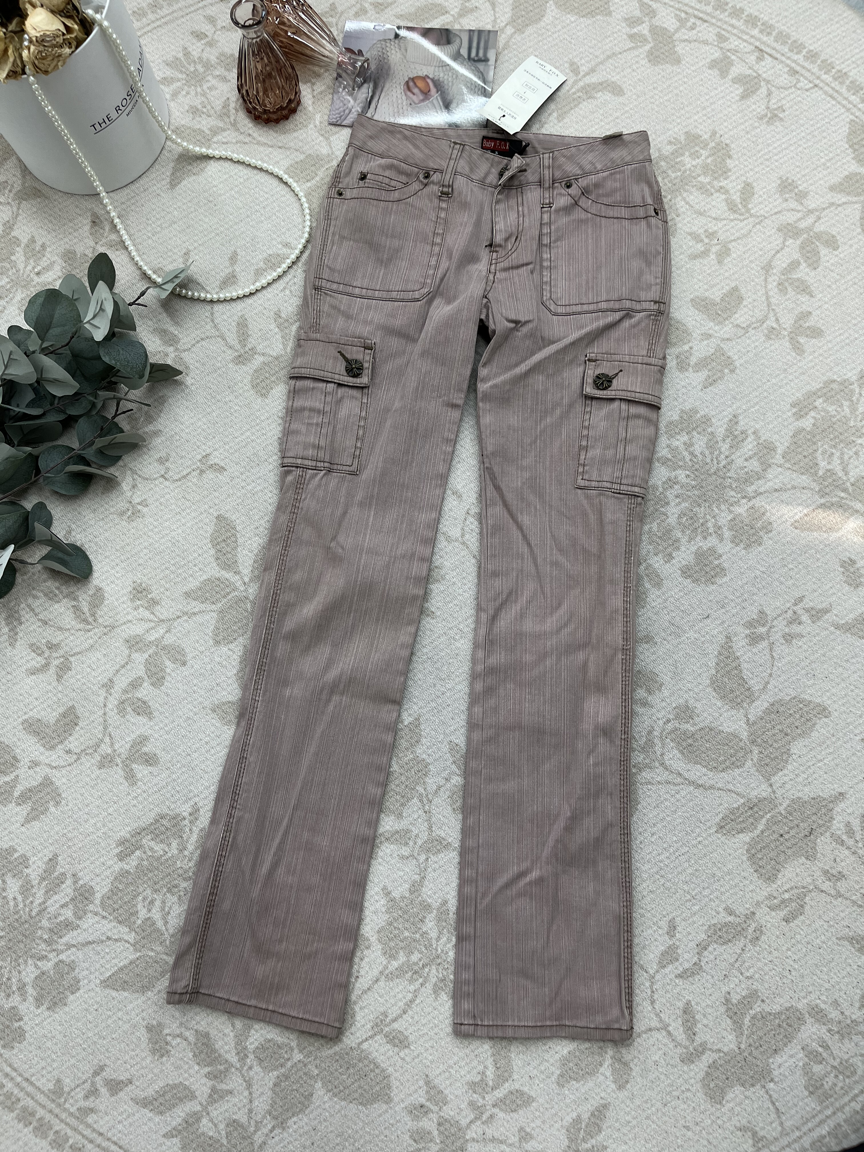 高品质新款复古工装微喇低腰无弹直筒休闲长裤