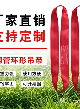 红色环形吊装带扁平起重叉车钢管康复训练引体向上支撑吊带涤纶软