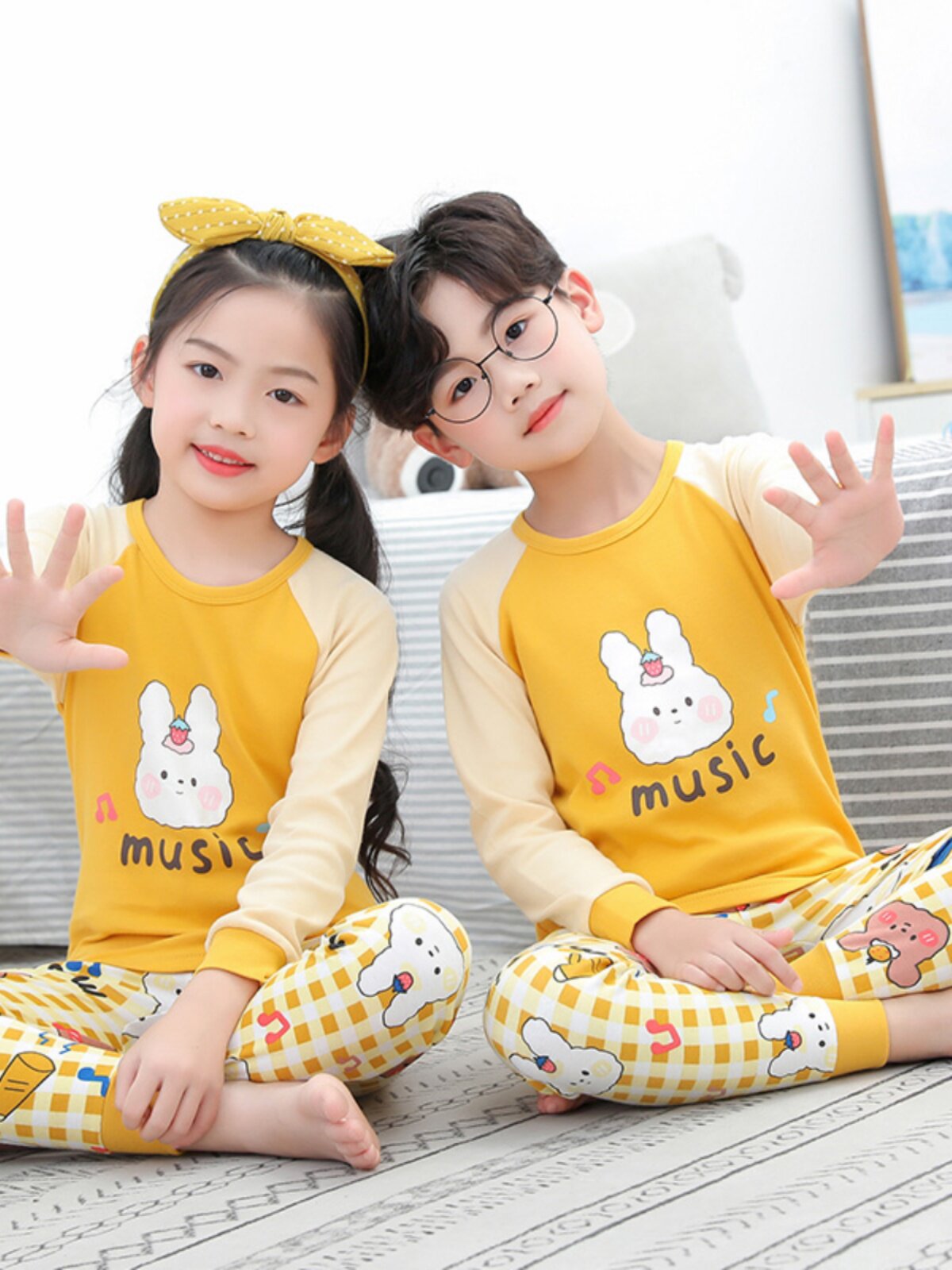 CHILDRENS COTTON UNDERWEAR SPRING AND AUTUMN WINTER BABY AUTUMN CLOTHES AND AUTUMN PANTS SET LITTLE BOYS AND GIRLS PAJAMAS COTTON WARMTH