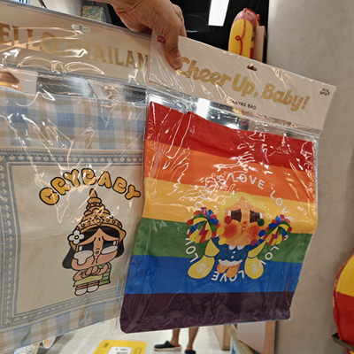 泡泡玛特 labubu拉布布 帆布包泰国限定白色单肩包泰国曼谷入手