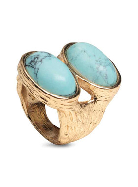 复古夸张玛瑙蓝宝石纹理饰品戒指