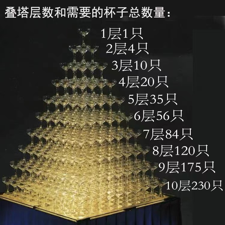 婚庆香槟塔杯玻璃叠塔杯3层5层6层开业用高脚杯酒店宴会创意塔杯
