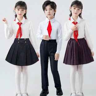 儿童校服演出服男女童合唱演讲比赛学院风红领巾表演服装诗歌朗诵