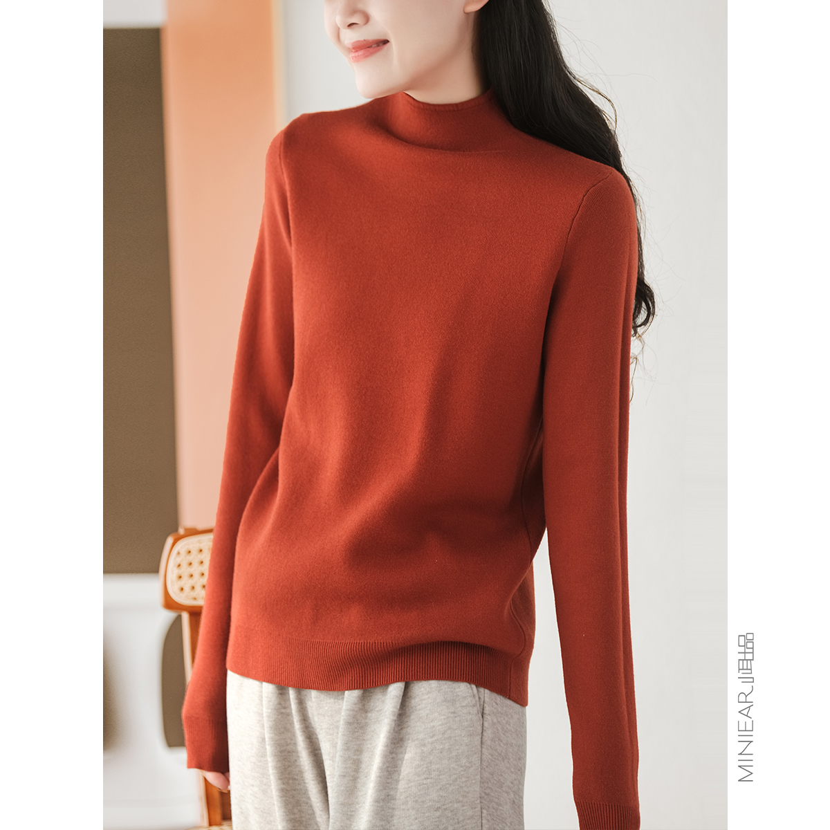 小耳出品半高领通勤宽松毛衣