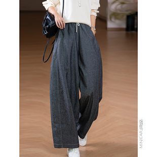 双纱斜纹 棉 调性老爹裤 宽松日常明线休闲裤 小耳出品 长裤 亚麻