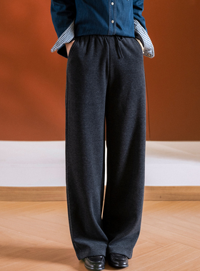 小耳出品 萣制毛感纱~醋酸+绵羊毛/多层织造 松紧腰阔腿百搭长裤