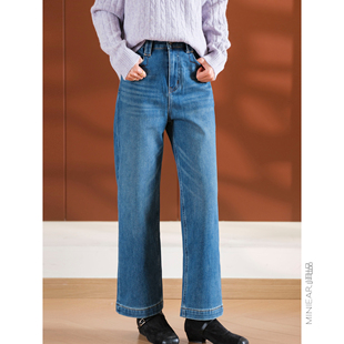 瘦瘦直筒裤 减龄牛仔裤 360莞美弹 加绒加厚 女 重工洗水 小耳出品