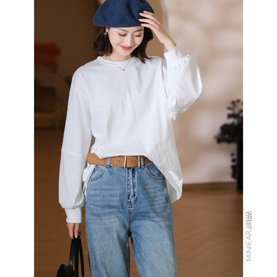 小耳出品纯色长袖T恤女