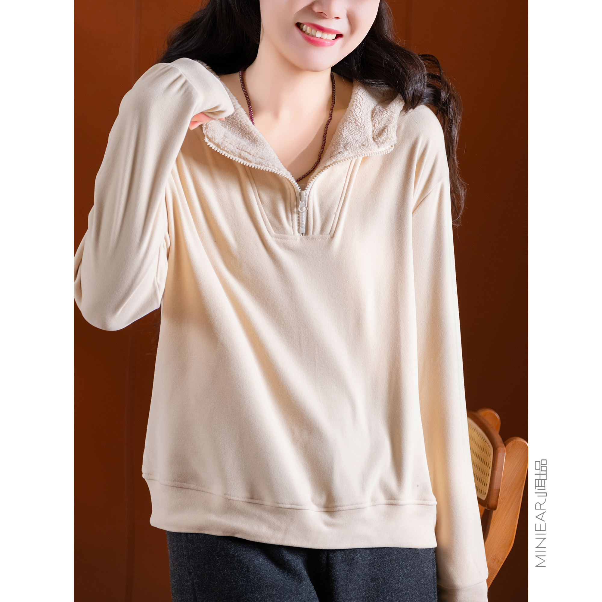 宽松显瘦百搭休闲纯色长袖卫衣