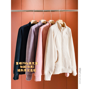 小耳出品 重磅350克纯色通勤上衣女 加绒加厚保暖立领大口袋外套