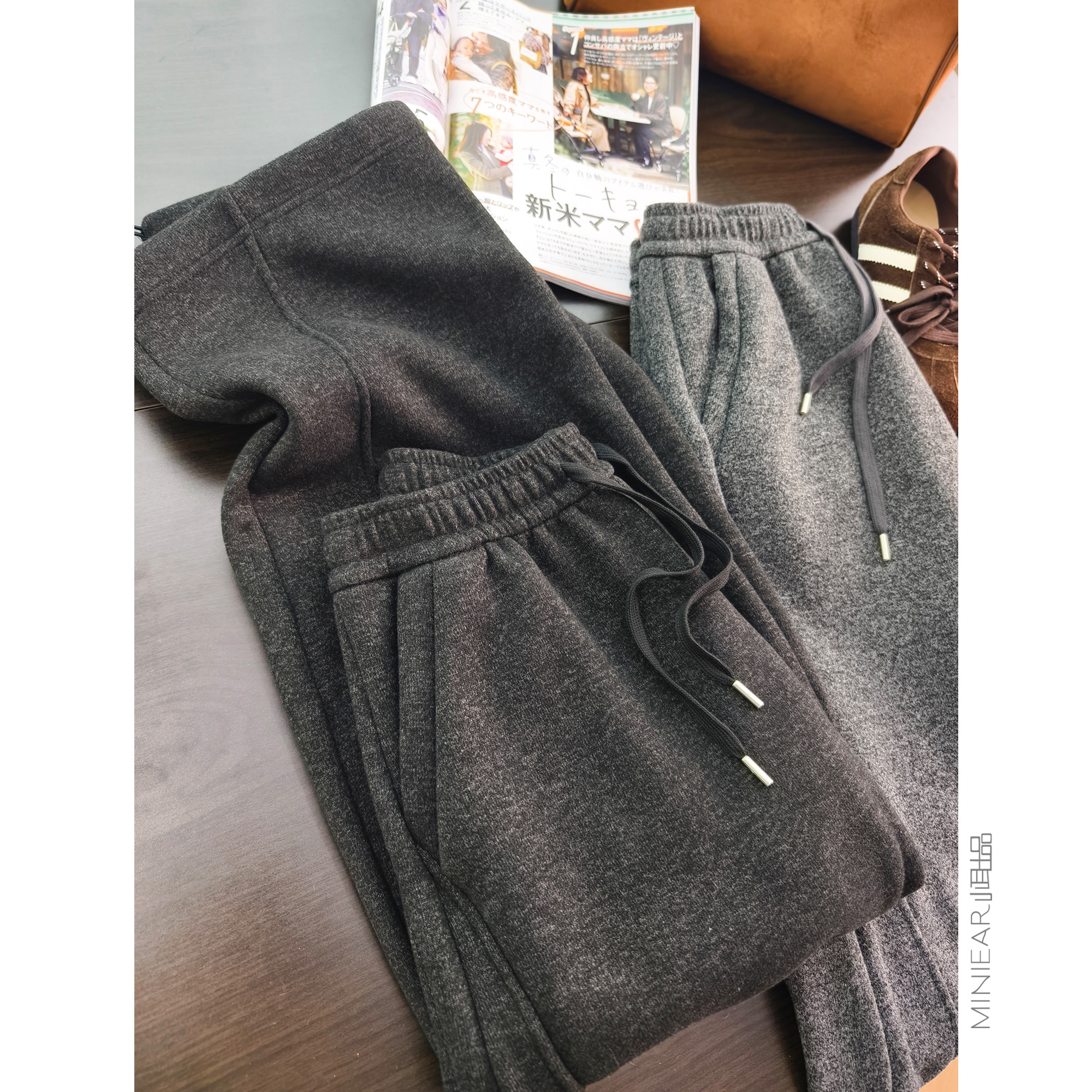 显瘦减龄呢子束口解构弯刀裤