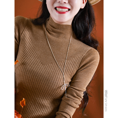 小耳出品100%绵羊毛弹力坑条毛衣