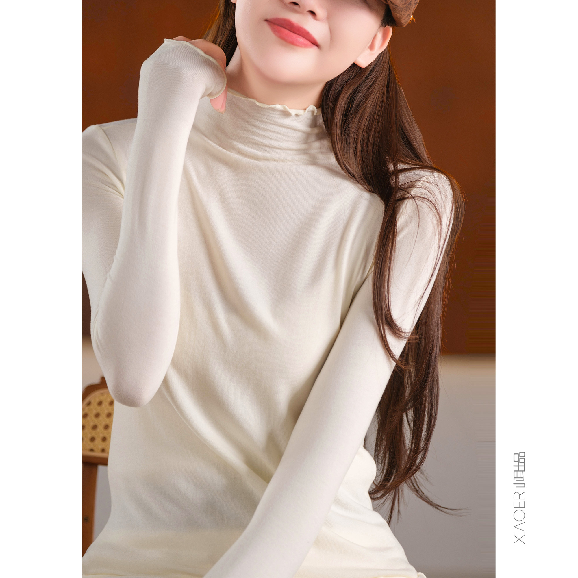 小耳出品 蓬松！篙克重！lan*精莫代尔/美丽奴羊毛木耳边打底衫女