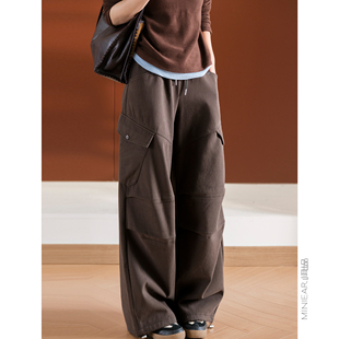 重工洗水 斜纹棉 立裁分割 松紧腰加绒工装 女 小耳出品 裤 篙克重