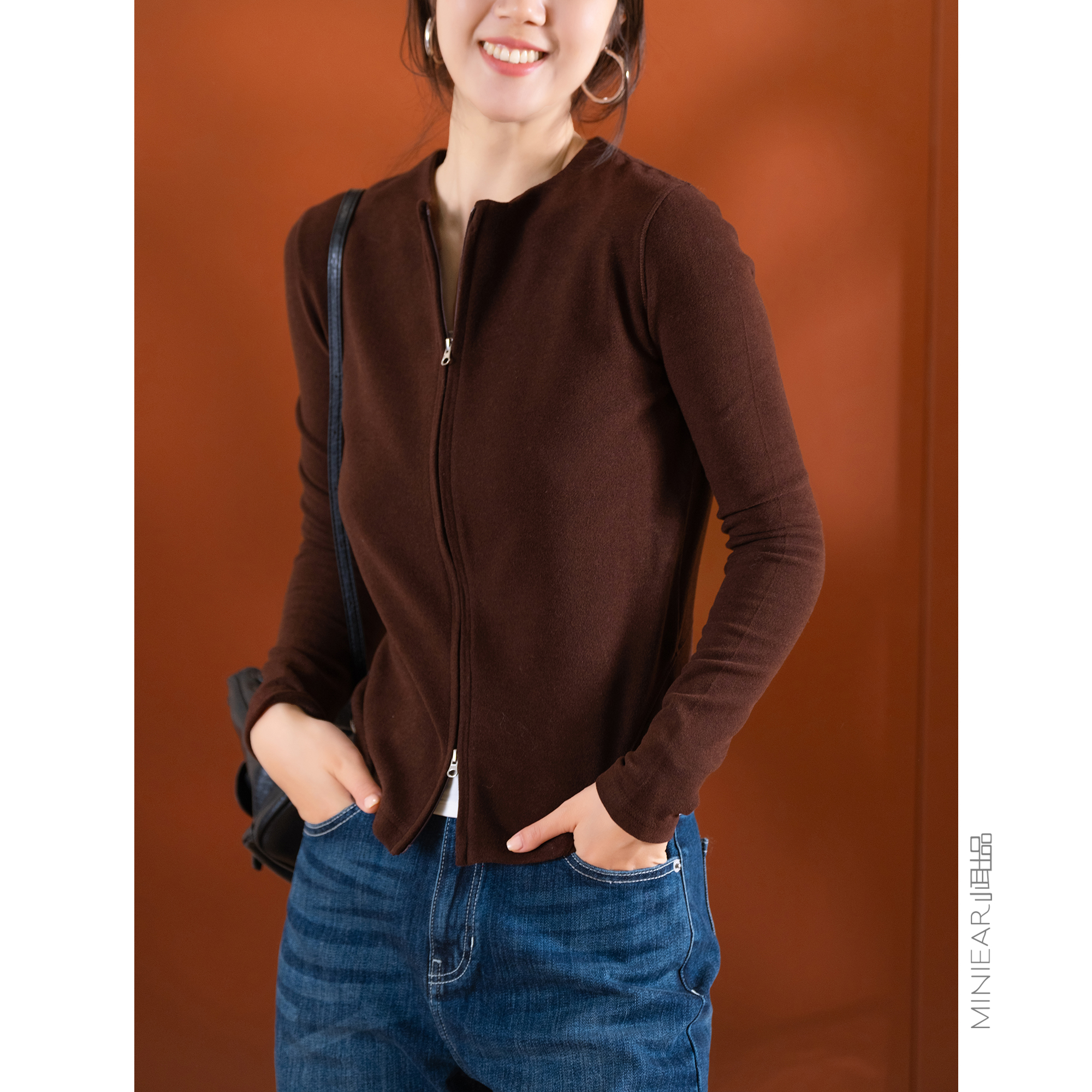 舒适棉立领德绒双头拉链外套女