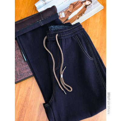 小耳出品莱赛尔棉花绳加绒牛仔裤