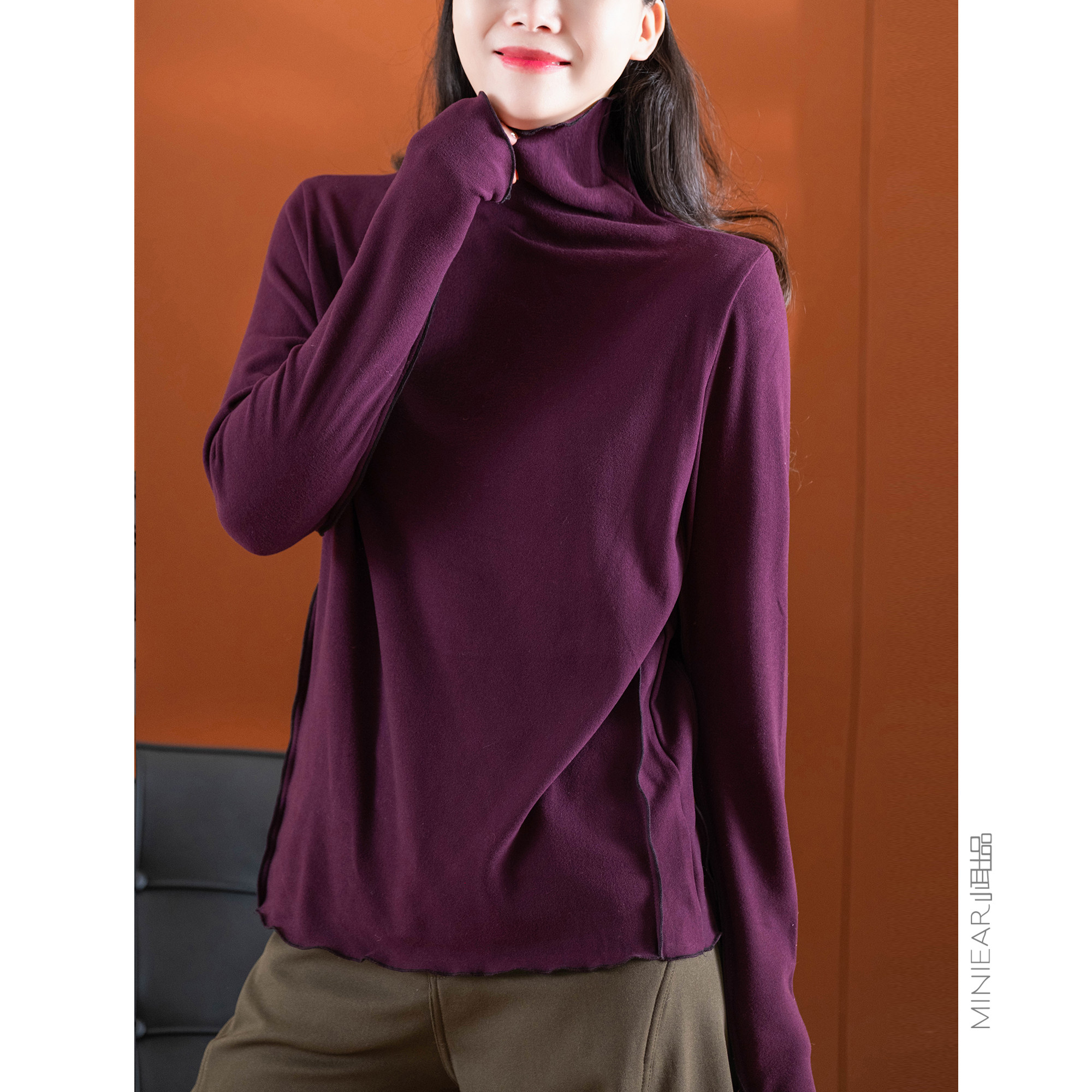 小耳出品甜美木耳边舒适长袖上衣