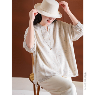 新面料 不易起球 羊毛 590g点子纱 宽松百搭毛衣 棉线 小耳出品